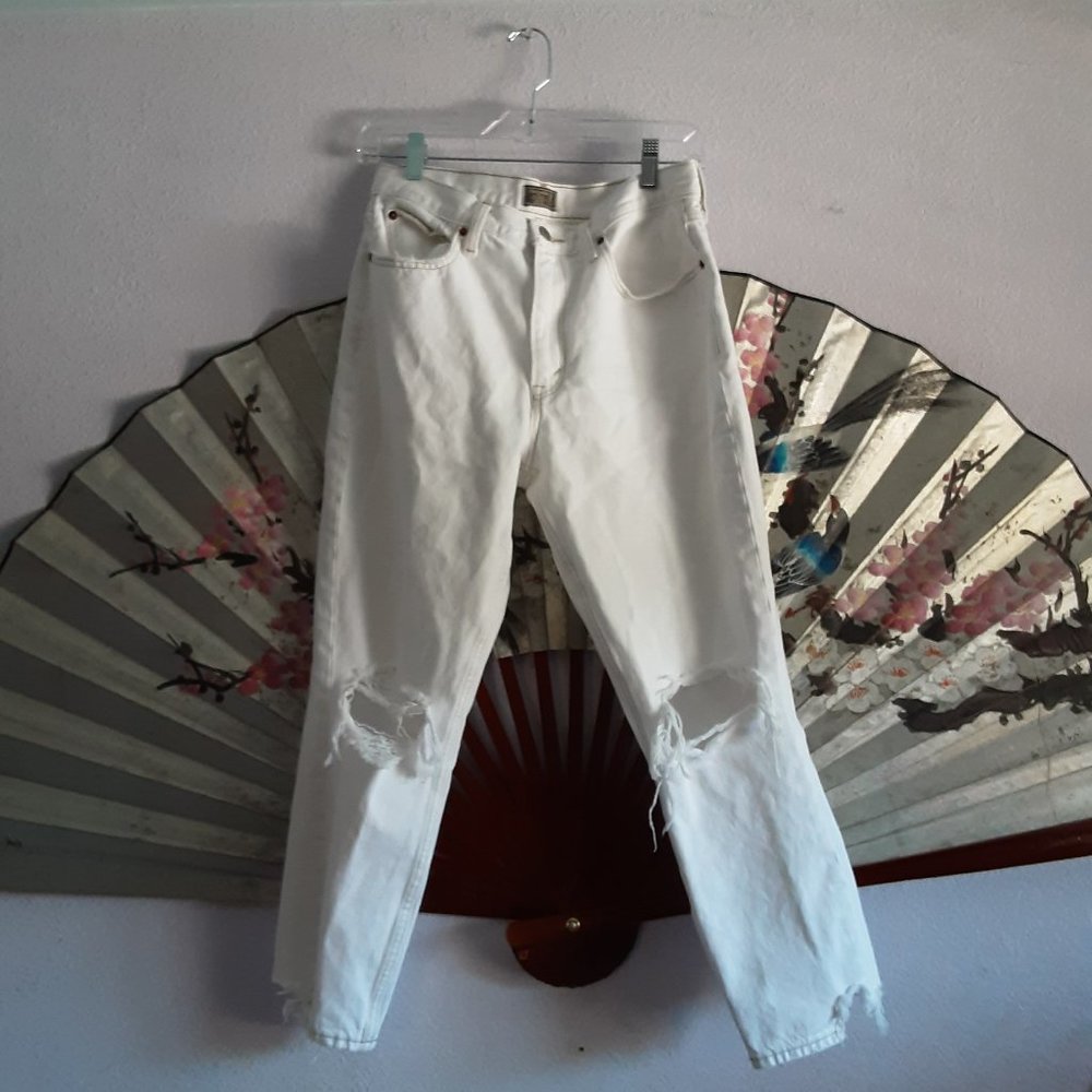 White high rise mom jeans